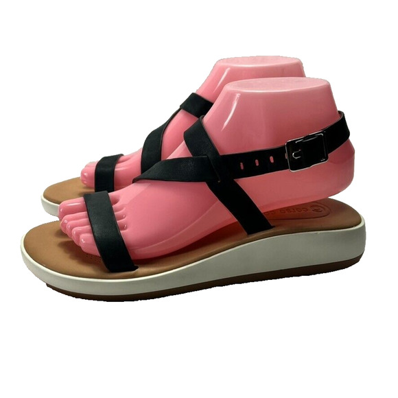 CORSO COMO Sandals Womens 6.5 Celano Black Leather Ankle Strap Buckle - Picture 2 of 11